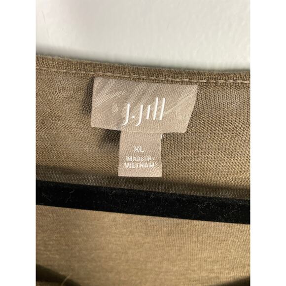 J. Jill, Size XL, Brown, 100% Linen Top, Gold Embroidered Neckline, Relaxed, EUC - Picture 3 of 7